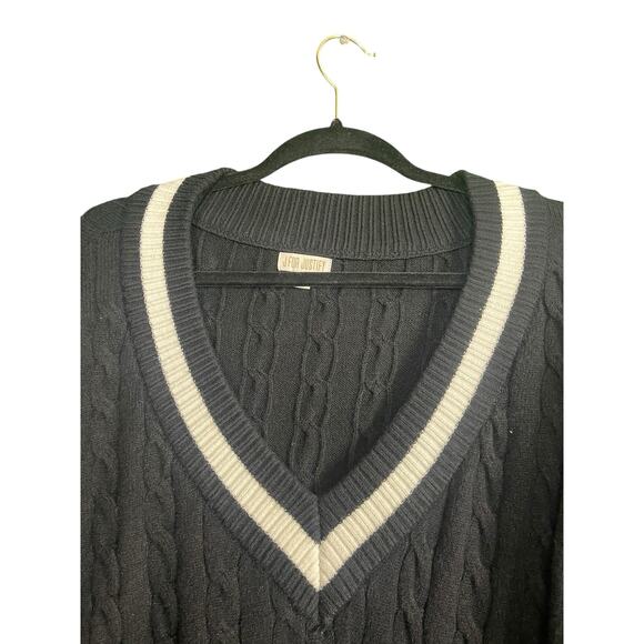 J for Justify Black Sweater Dress Women 1X V-Neck Cable Knit Preppy Bodycon NWT - Picture 8 of 13